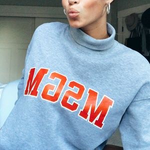 MSGM High Neck Sweatshirt with Red Logo